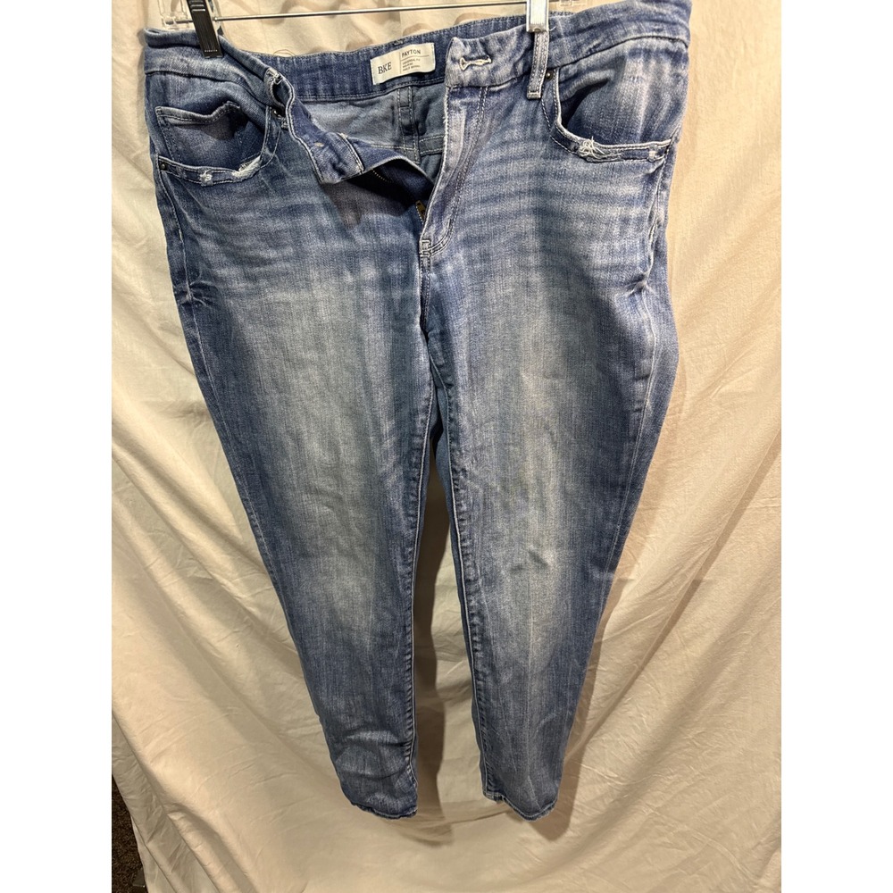 BKE Payton Universal Fit Mid-Rise Ankle Skinny Jeans Medium Wash Distressed